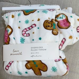 Love and Warmth Plush Oversized Throw Gingerbread Candy Cookies Blanket